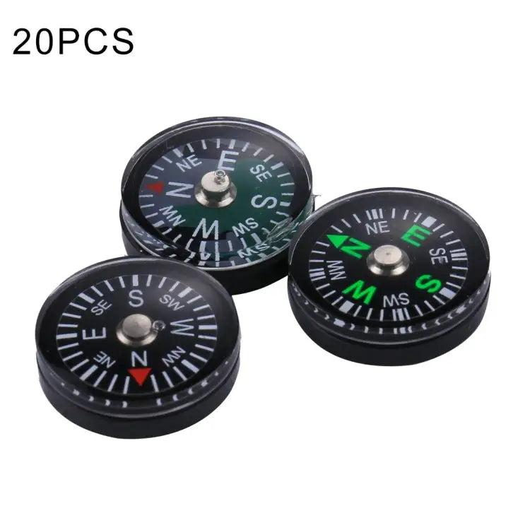 20 PCS 20mm Outdoor Sports Camping Hiking Pointer Guider Plastic Compass Hiker Navigation Random Color Delivery 20mm