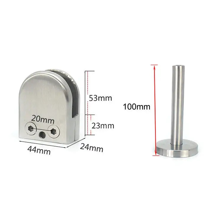 201 Stainless Steel Glass Fish Mouth Support Rod Fixing Clip with 14x100mm Rod Specification: M M with 14x100mm Rod