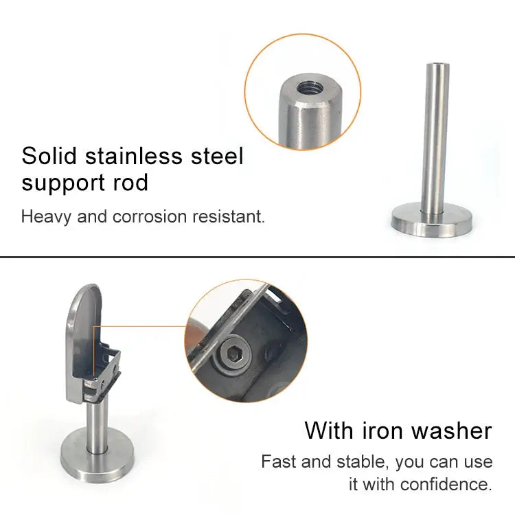 201 Stainless Steel Glass Fish Mouth Support Rod Fixing Clip with 14x100mm Rod Specification: M M with 14x100mm Rod