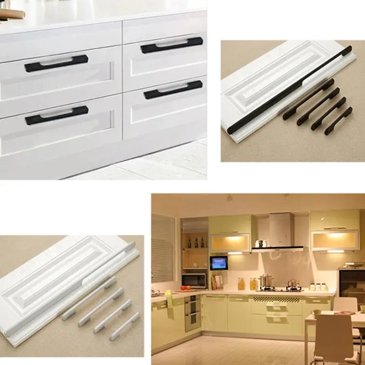 2049-128 Drawer Cabinet Door Aluminum Alloy Handle Straight Door Handle 2049-128 (Black) 2049-128 (White)