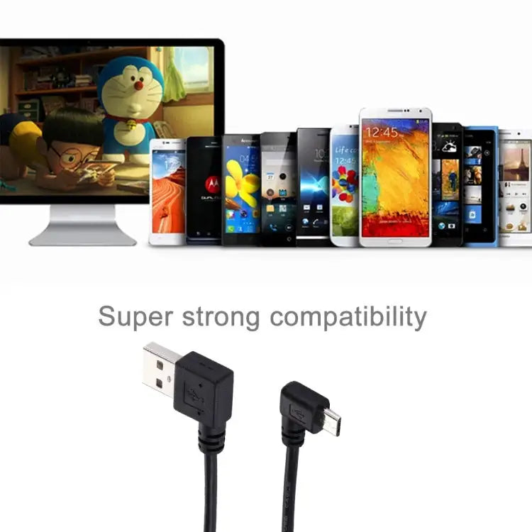 20cm USB 2.0 Left Turn Elbow to Micro USB Elbow Data Cable Left to Right - Left to Right