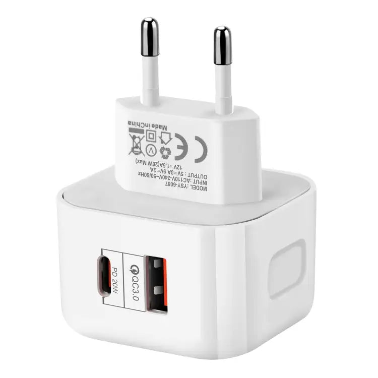 20W PD + QC 3.0 Dual Ports Travel Charger Power Adapter, US Plug EU Plug UK Plug - EU Plug - Apple Accessories