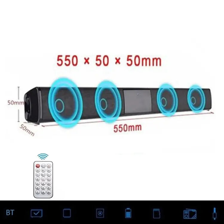 20W TV Soundbar Bluetooth Speaker FM Radio Home Theater System Portable Wireless Subwoofer Bass MP3 Music Boombox