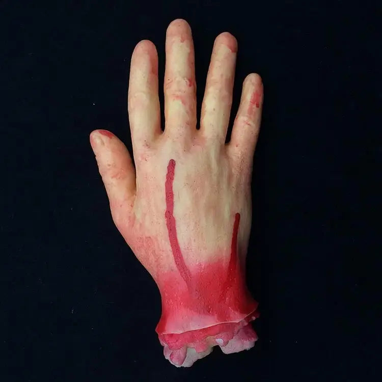 23cm Halloween Horror Props April Fool Day Party Prop Body Parts Decoration 5 Fingers Bloody Hand Short Blood Hand