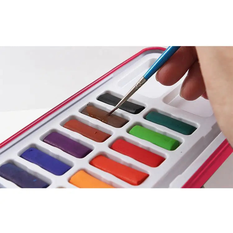 24 Colors Portable Iron Box Solid Watercolor Paints Set for Artist School Student Outdoor Water Color Sketch Painting