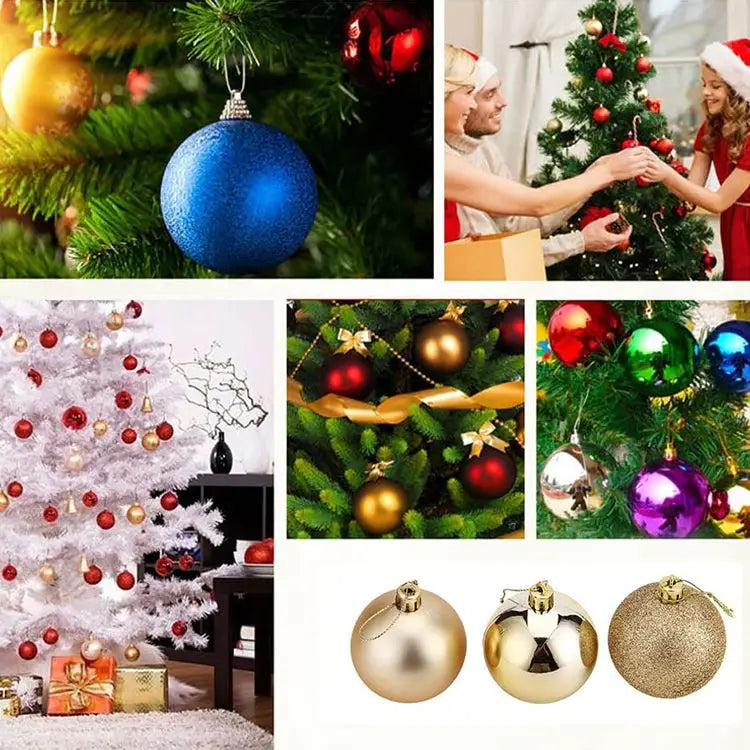24 PCS 8cm Plating Plastic Christmas Tree Decorations Hanging String Ball Random Color Delivery Diameter: 8cm