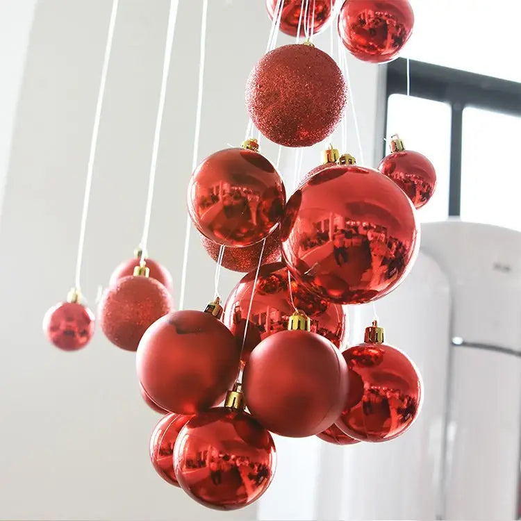 24 PCS 8cm Plating Plastic Christmas Tree Decorations Hanging String Ball Random Color Delivery Diameter: 8cm