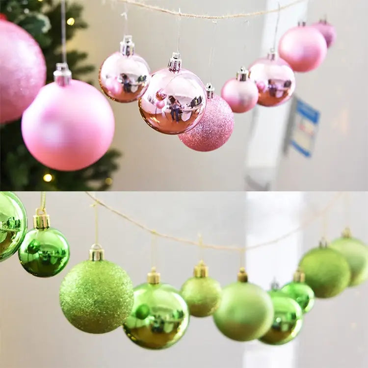 24 PCS 8cm Plating Plastic Christmas Tree Decorations Hanging String Ball Random Color Delivery Diameter: 8cm