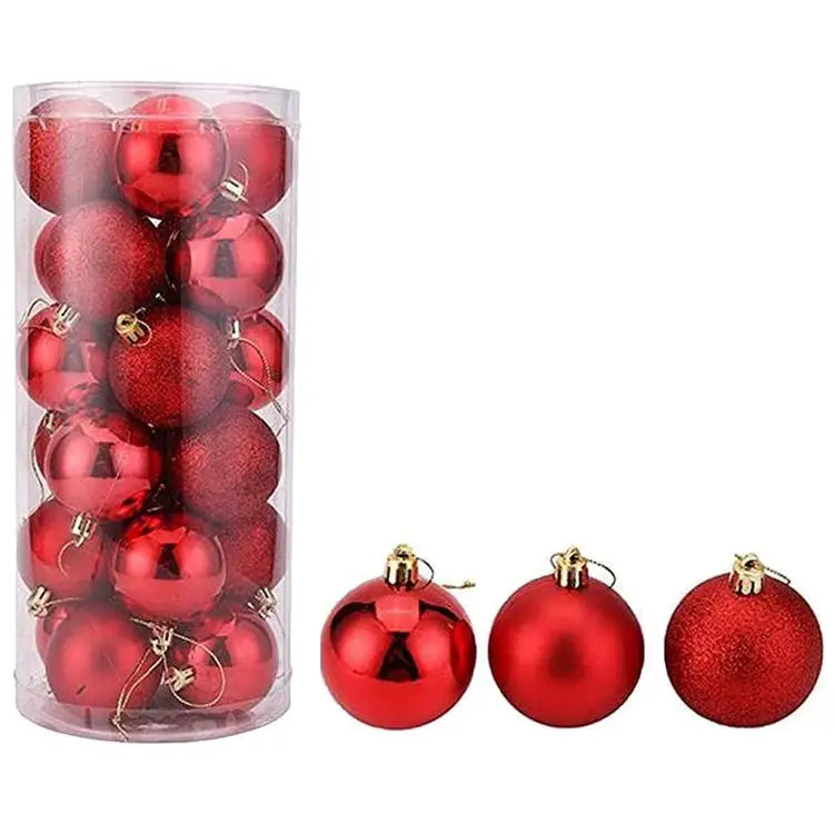 24 PCS 8cm Plating Plastic Christmas Tree Decorations Hanging String Ball Random Color Delivery Diameter: 8cm