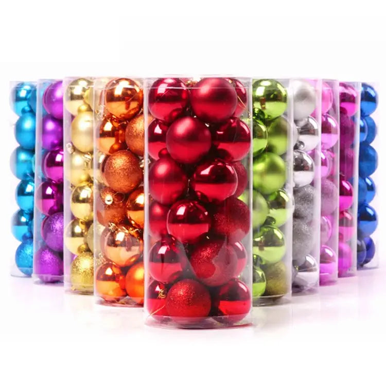 24 PCS 8cm Plating Plastic Christmas Tree Decorations Hanging String Ball Random Color Delivery Diameter: 8cm