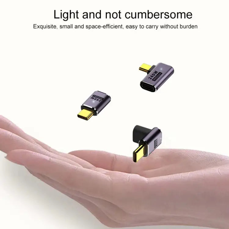 240W USB-C/Type-C Female to USB-C/Type-C Male 40Gbps Vertical Angle Adapter with Light Vertical Angle Adapter