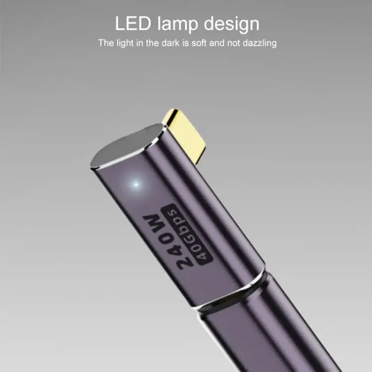 240W USB-C/Type-C Female to USB-C/Type-C Male 40Gbps Vertical Angle Adapter with Light Vertical Angle Adapter