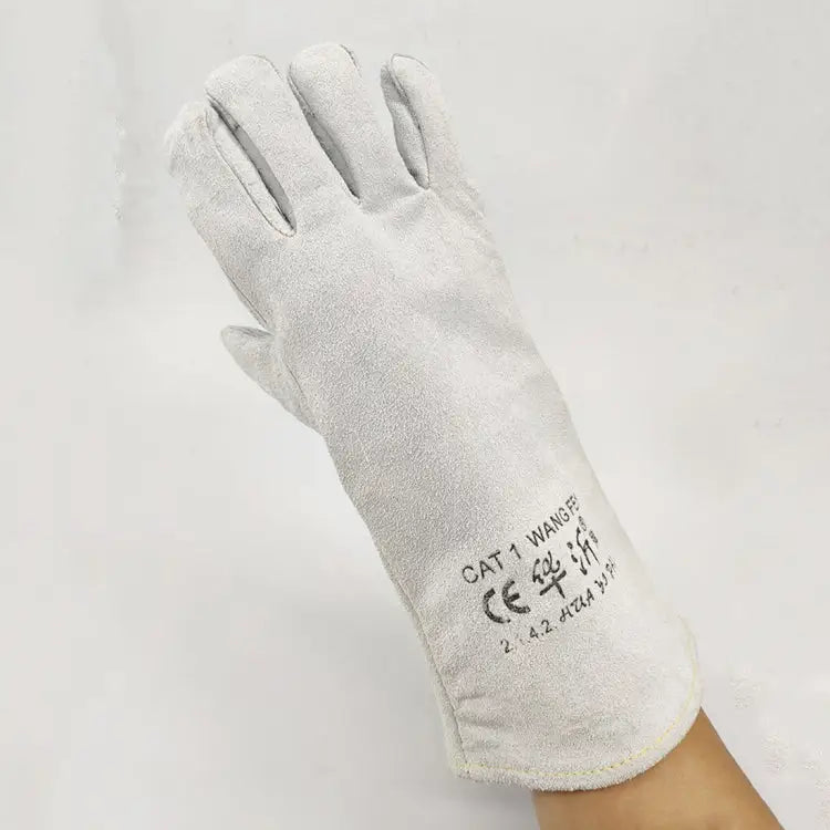 246# Wear-Resistant Full Two-layer Leather Insulation Gloves High Temperature Welding Welder Gloves Leather Work