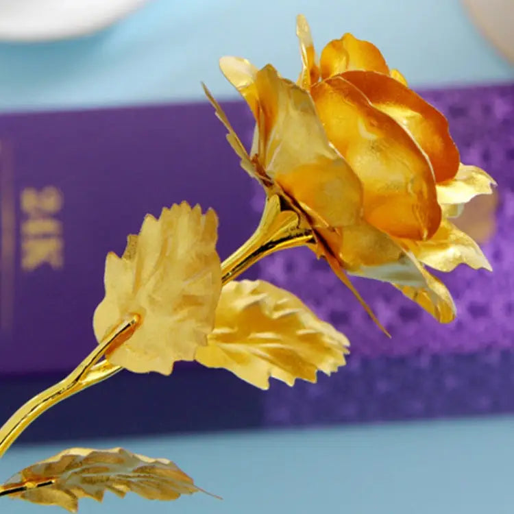 24K Golden Foil Plated Decoration Rose Artificial Flower Random Color Delivery 24K Golden Foil Plated - 24K Golden Foil