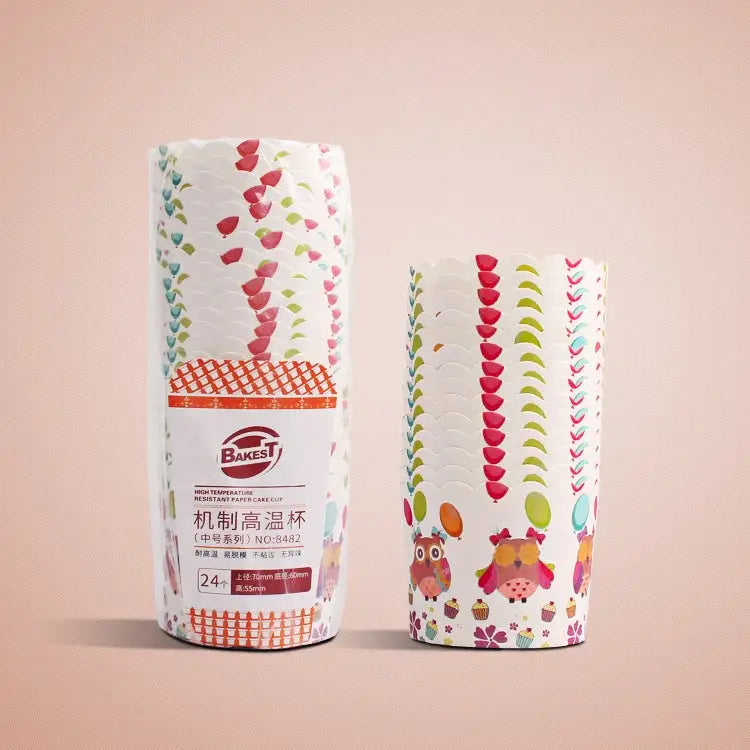 24pcs / Pack Round Lamination Cake Cup Muffin Cases Chocolate Cupcake Liner Baking Cup Size: 7 x 6 x 5.5cm Random Color