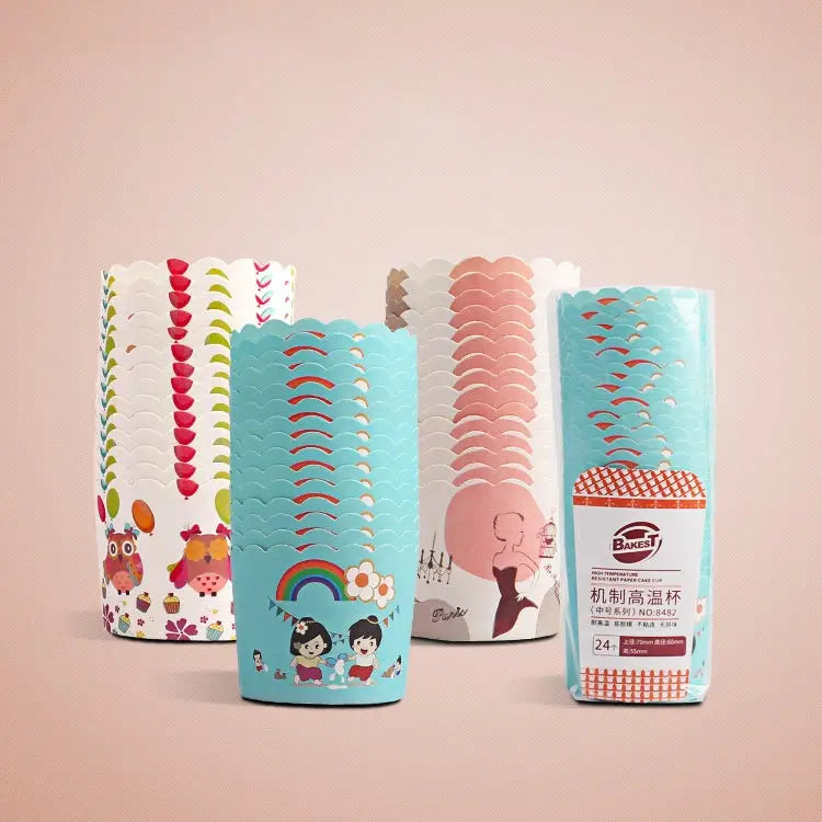 24pcs / Pack Round Lamination Cake Cup Muffin Cases Chocolate Cupcake Liner Baking Cup Size: 7 x 6 x 5.5cm Random Color