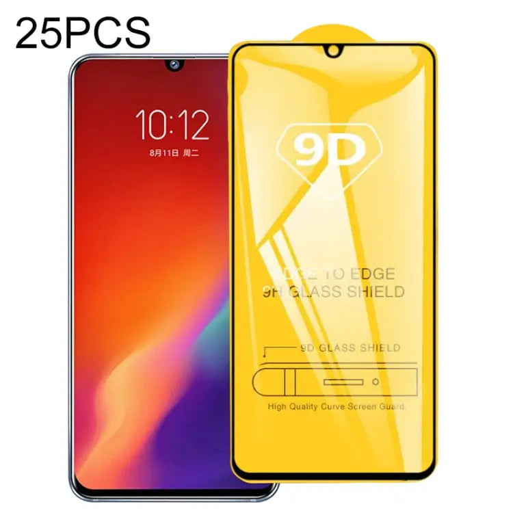 25 PCS 9D Full Glue Full Screen Tempered Glass Film For Vivo Z6 For Galaxy Note 10 Lite - For Vivo Z6 - Samsung