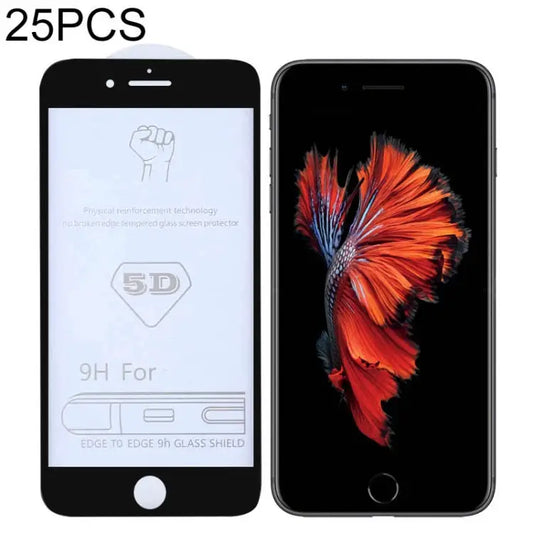 25 PCS 9H 5D Full Glue Full Screen Tempered Glass Film for iPhone 6 / 6s - For iPhone 6 / 6s (25 PCS)