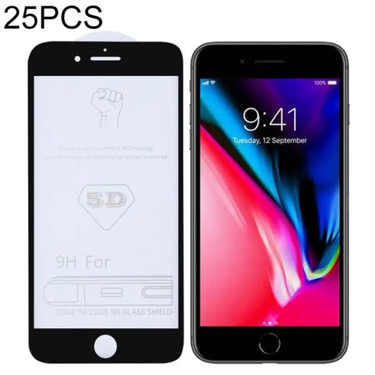 25 PCS 9H 5D Full Glue Full Screen Tempered Glass Film for iPhone 7 Plus / 8 Plus - For iPhone 7 Plus / 8 Plus (25 PCS)