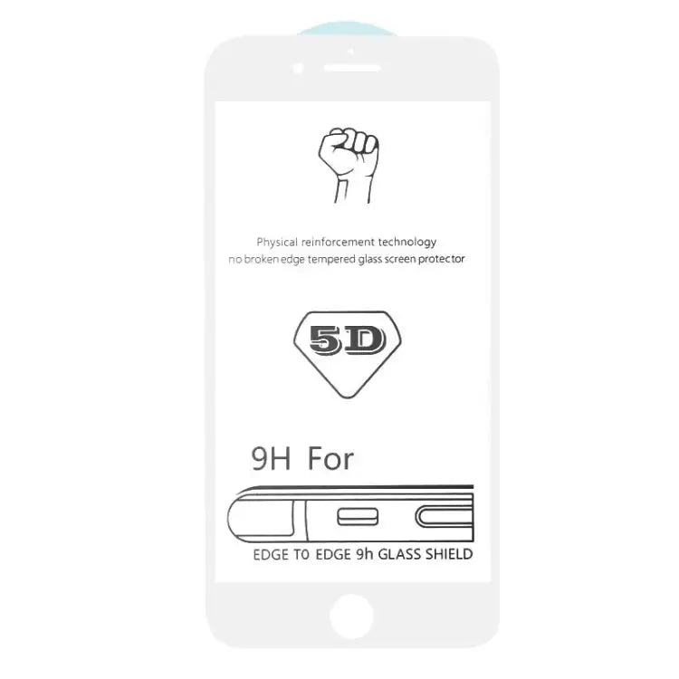 25 PCS 9H 5D White Full Glue Full Screen Tempered Glass Film for iPhone 8 / 7 - For iPhone SE 2020 / 8 / 7 (White) (25
