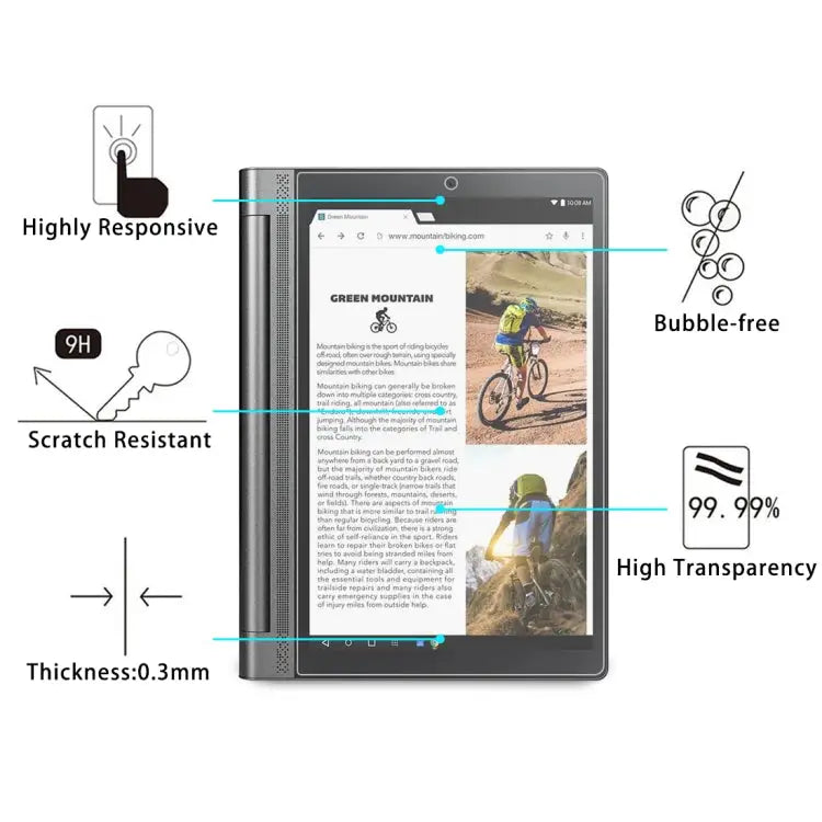 25 PCS For Lenovo Yoga Tab3 Pro-X90Y 10.1 9H 0.3mm Explosion-proof Tempered Glass Film For Lenovo Yoga Tab3 Pro-X90Y