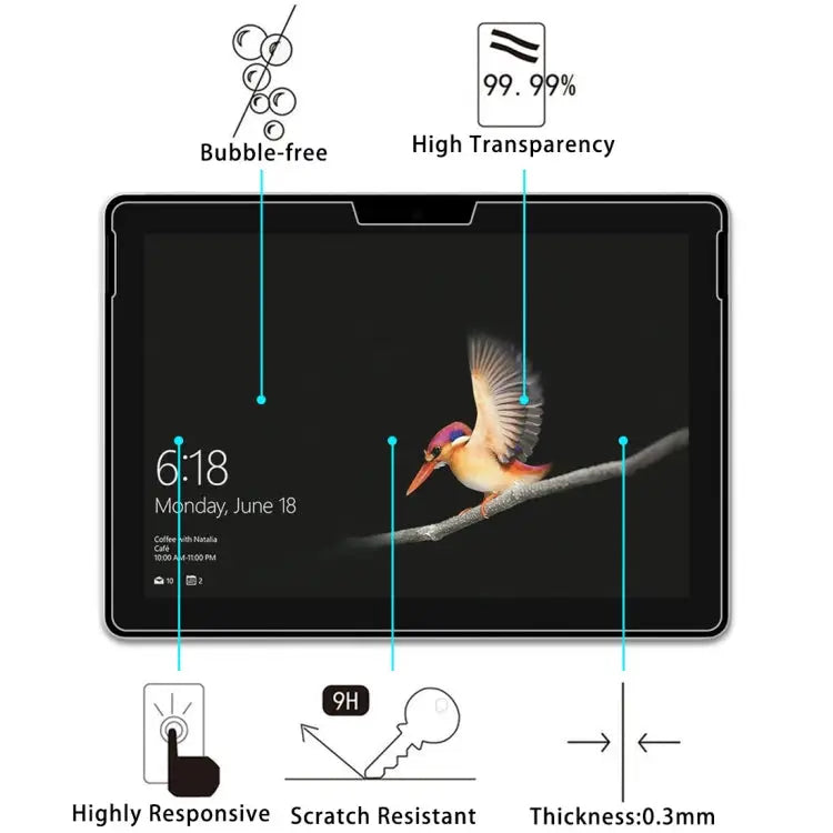 25 PCS For Microsoft Surface Go 2 9H 2.5D Explosion-proof Tempered Glass Film For Microsoft Surface Go 2 (25 PCS)