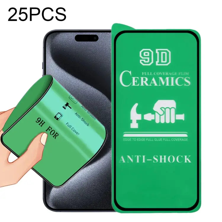 25pcs 9D Full Screen Full Glue Ceramic Film - For iPhone 15 Plus