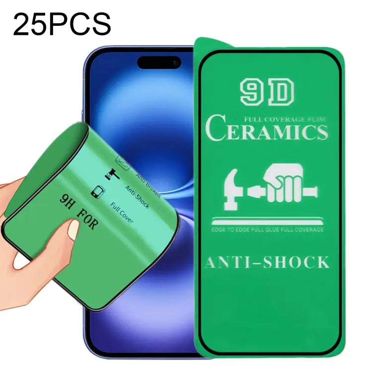 25pcs 9D Full Screen Full Glue Ceramic Film - For iPhone 16