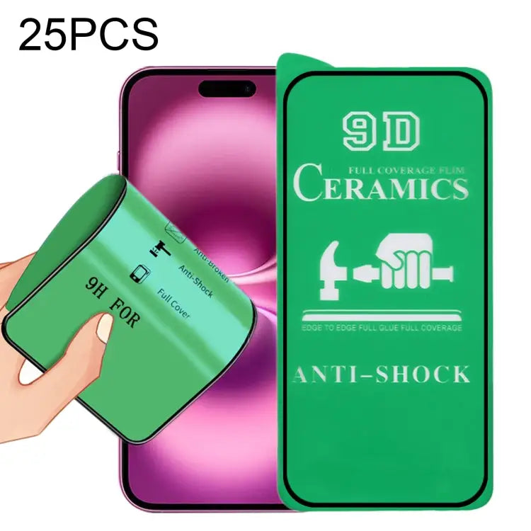 25pcs 9D Full Screen Full Glue Ceramic Film - For iPhone 16 Plus