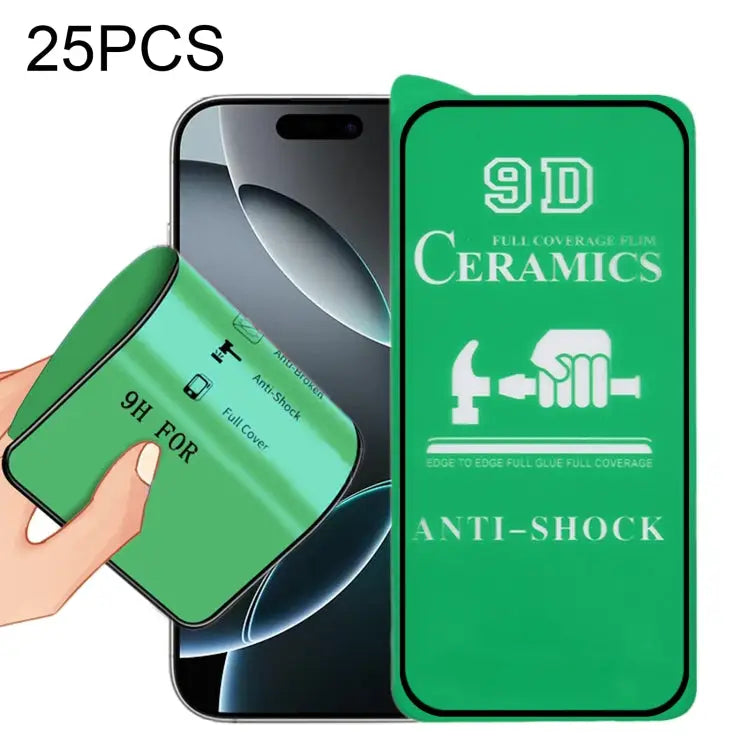 25pcs 9D Full Screen Full Glue Ceramic Film - For iPhone 16 Pro