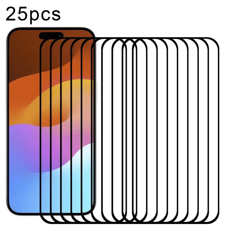 25pcs Full Glue Screen Tempered Glass Film - For iPhone 15