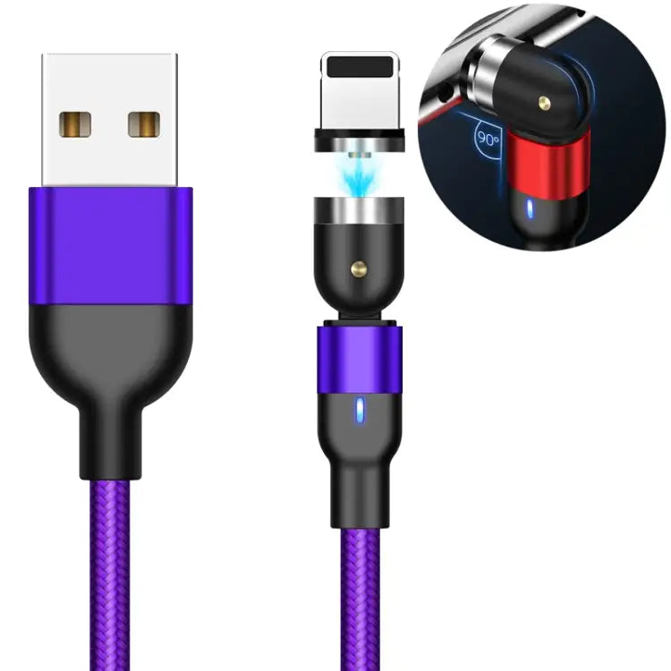 2m 2A Output USB to 8 Pin Nylon Braided Rotate Magnetic Charging Cable - 2m 8 Pin / Purple