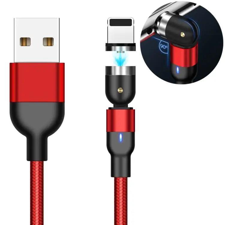 2m 2A Output USB to 8 Pin Nylon Braided Rotate Magnetic Charging Cable - 2m 8 Pin / Red