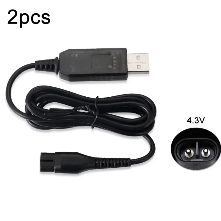 2pcs A00390 4.3V USB Charger Power Cord for PHILIPS Shaver RQ310 S510 YQ300 S100 2pcs A00390 USB Plug - 2pcs A00390 USB