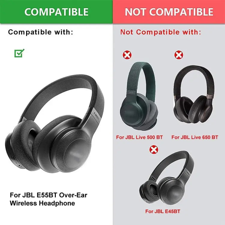 2pcs Headphone Cover Foam Cover for JBL E55BT Color: Without LR - Black / Black