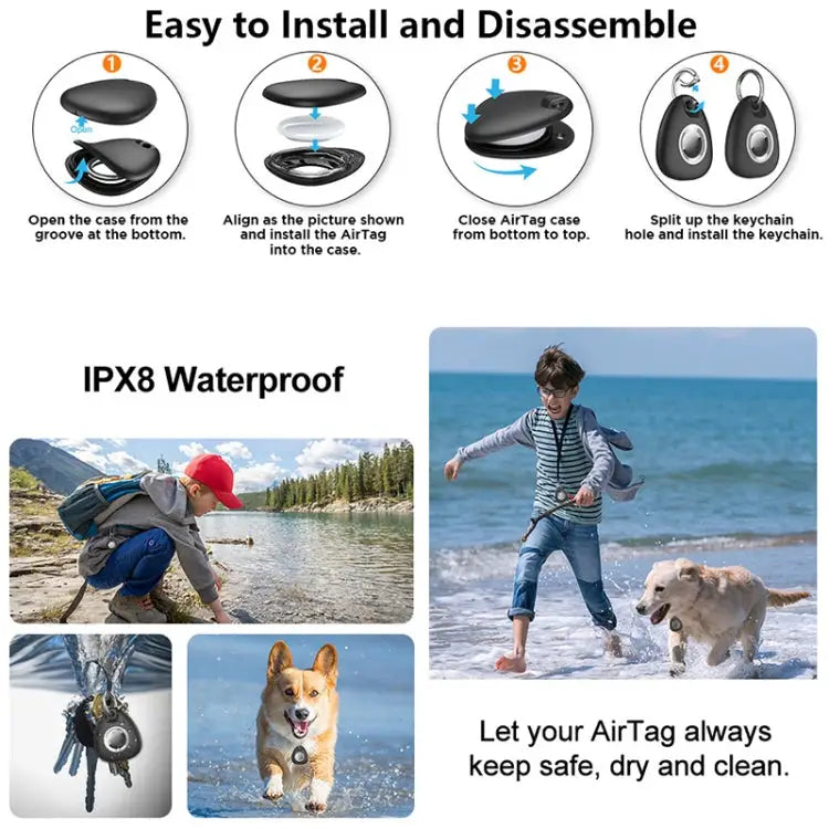 2pcs Waterproof Anti-drop Anti-lost Tracker Positioning TPU Protective Case for AirTag - Apple Accessories