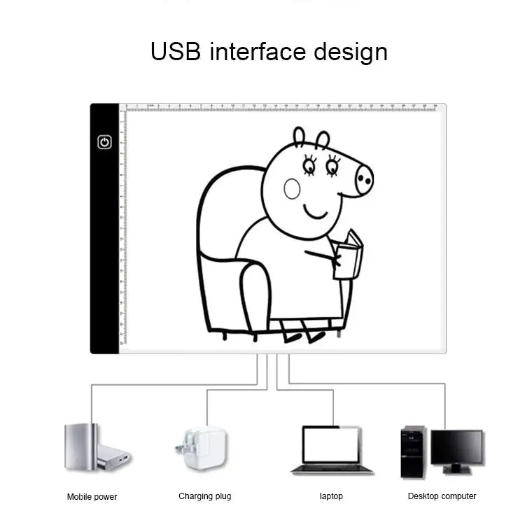 3.5W 5V LED USB Three Level of Brightness Dimmable A4 Acrylic Scale Copy Boards Anime Sketch Drawing Sketchpad with USB