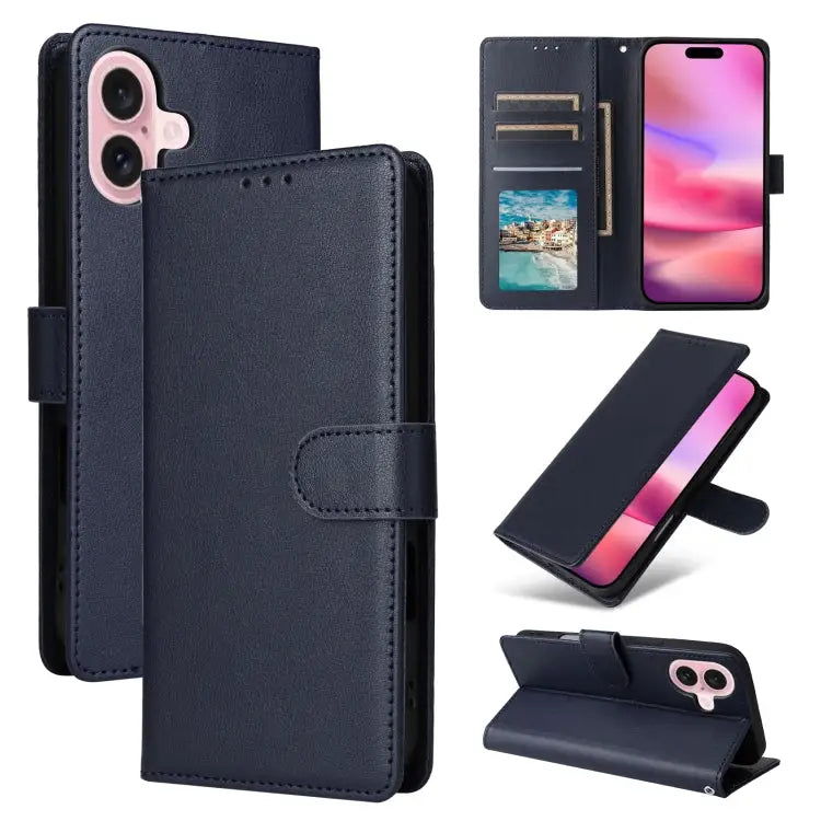 3-Card Slots Multifunctional Leather Phone Case For iPhone 16 For iPhone 15 Pro Max For iPhone 15 Pro For iPhone 15