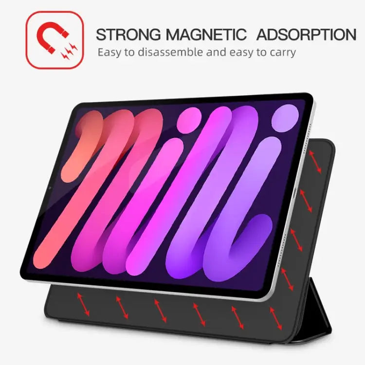 3-fold Double-sided Clip Buckle Magnetic Smart Tablet Case For iPad mini 6 / mini 2024 For iPad 10th Gen 10.9 2022