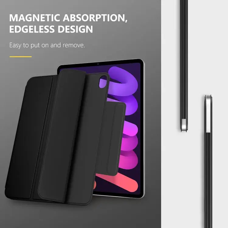 3-fold Double-sided Clip Buckle Magnetic Smart Tablet Case For iPad mini 6 / mini 2024 For iPad 10th Gen 10.9 2022