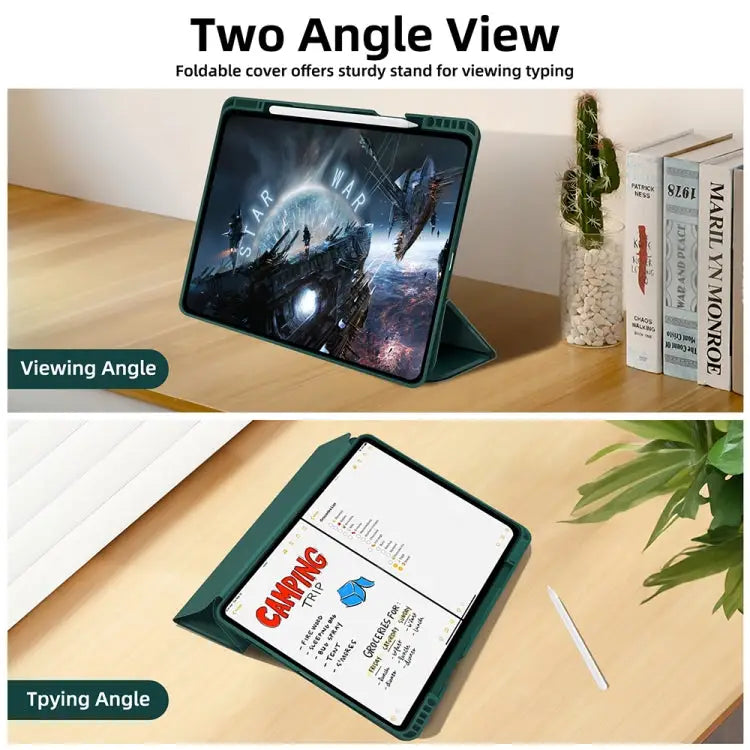 3-fold TPU Smart Leather Tablet Case with Pen Slot For iPad Pro 11 2022 / 2021 / 2020 For iPad Air 5 / 4 For iPad 10.2
