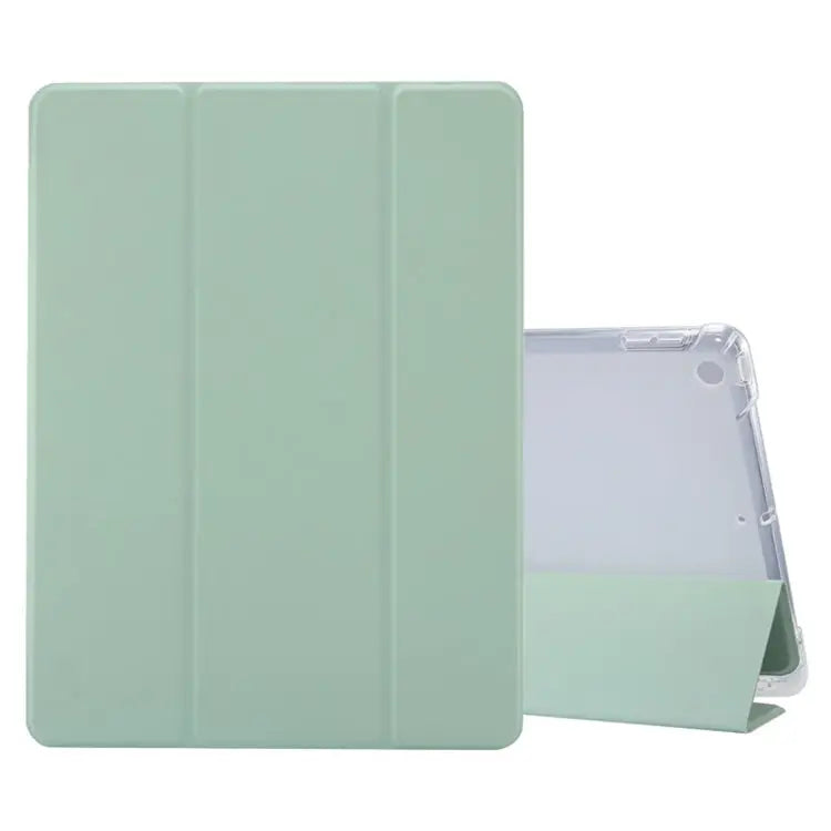 3-folding Electric Pressed Skin Texture Horizontal Flip Shockproof Transparent TPU + PU Leather Case with Holder & Pen