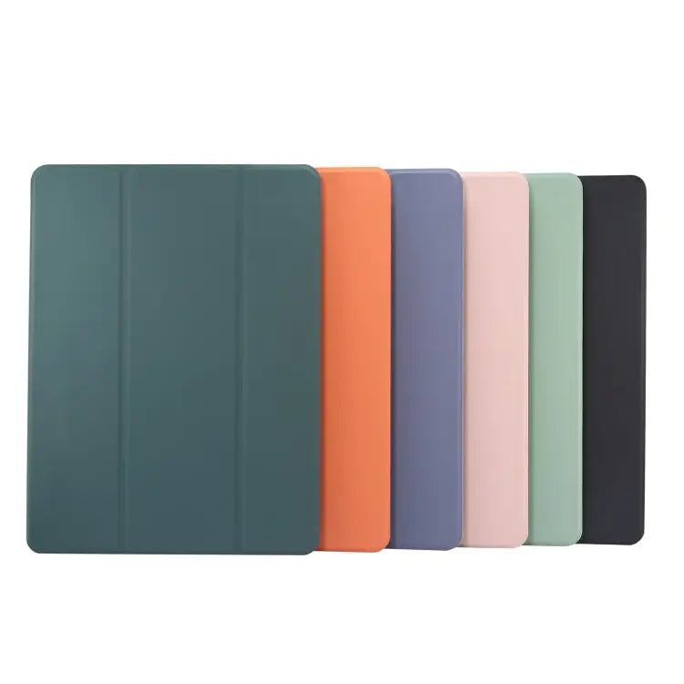 3-folding Electric Pressed Skin Texture Horizontal Flip Shockproof Transparent TPU + PU Leather Case with Holder & Pen