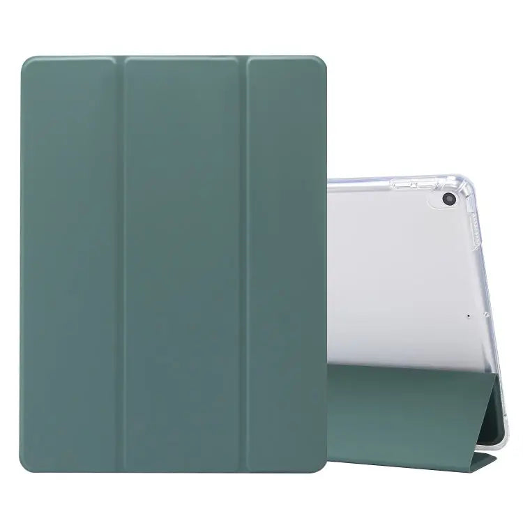 3-folding Electric Pressed Skin Texture Horizontal Flip Shockproof Transparent TPU + PU Leather Case with Holder & Pen