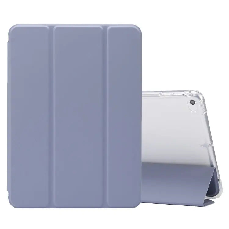 3-folding Electric Pressed Skin Texture Horizontal Flip Shockproof Transparent TPU + PU Leather Case with Holder & Pen