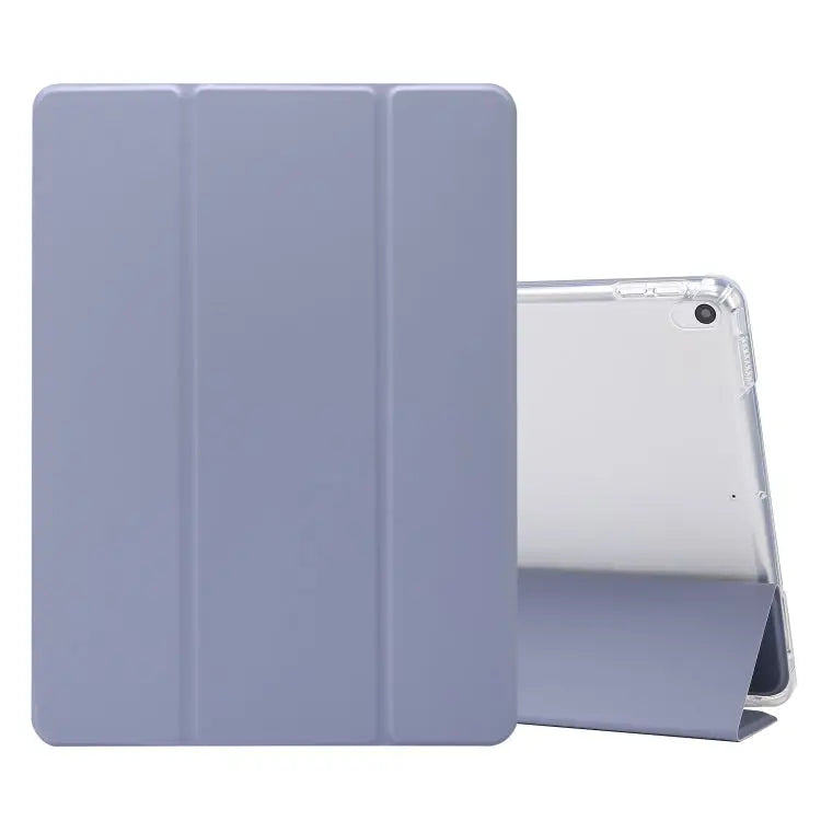 3-folding Electric Pressed Skin Texture Horizontal Flip Shockproof Transparent TPU + PU Leather Case with Holder & Pen