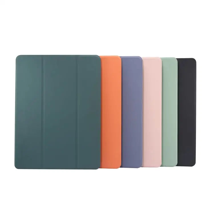 3-folding Electric Pressed Skin Texture Horizontal Flip Shockproof Transparent TPU + PU Leather Case with Holder & Pen