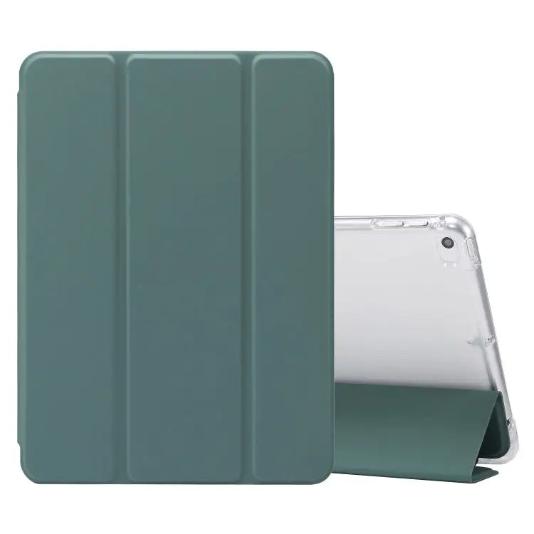 3-folding Electric Pressed Skin Texture Horizontal Flip Shockproof Transparent TPU + PU Leather Case with Holder & Pen