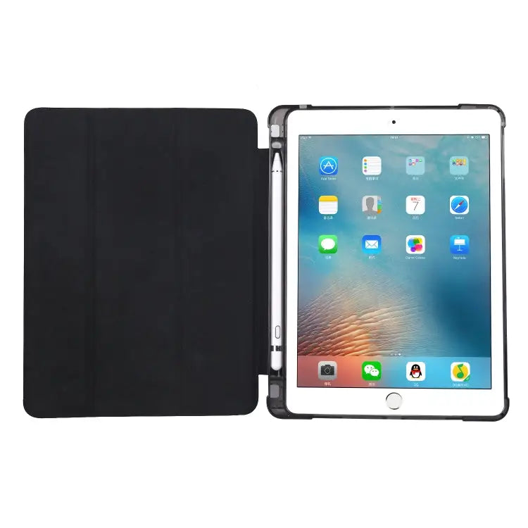 3-folding Horizontal Flip PU Leather + Shockproof TPU Case with Holder & Pen Slot For iPad Air / Air 2 / 9.7 (2017) &