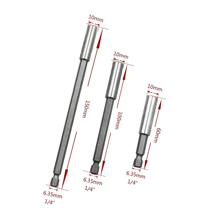 3 in 1 1/4 Electric Batch Head High Magnetism Connecting Rod Pistol Drill Extension Rod Sleeve Fast Turning Joint